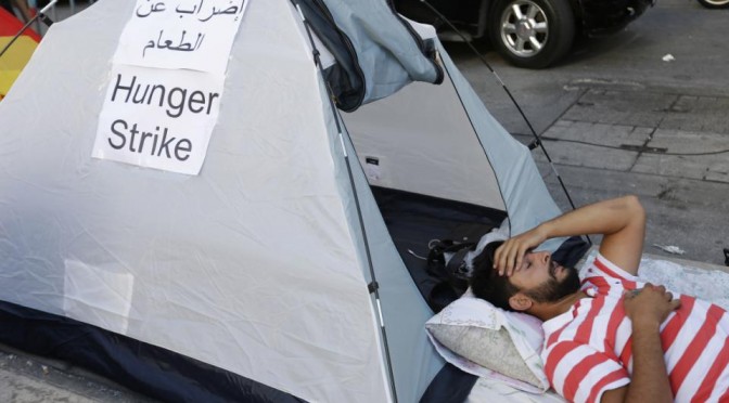 Protests….tents….sit-downs….and now hunger strikes!  مستمرون #